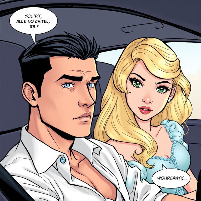 A comic panel featuring a man and a woman