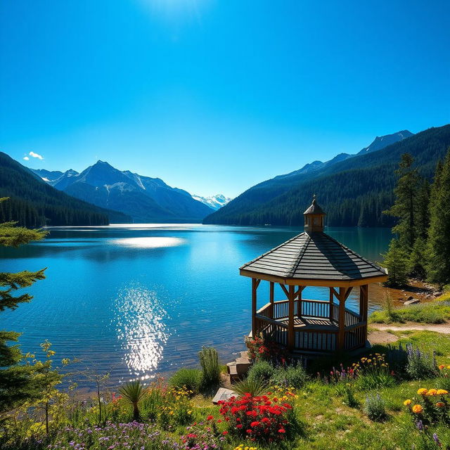 An ethereal oasis with a tranquil lake getaway, set in an untouched, serene natural environment