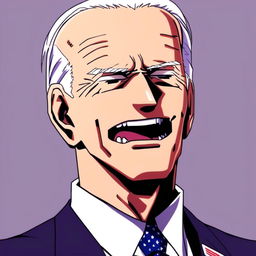 Anime profile picture of a weak and old Joe Biden in the style of a villain from My Hero Academia.