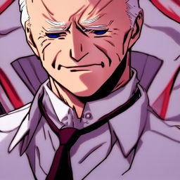 Anime profile picture of a weak and old Joe Biden in the style of a villain from My Hero Academia.