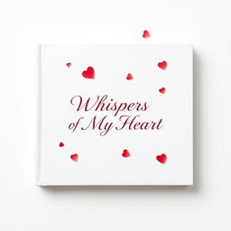 A minimalist white cover design with subtle imprints of red color scattered throughout, suggesting a romantic theme