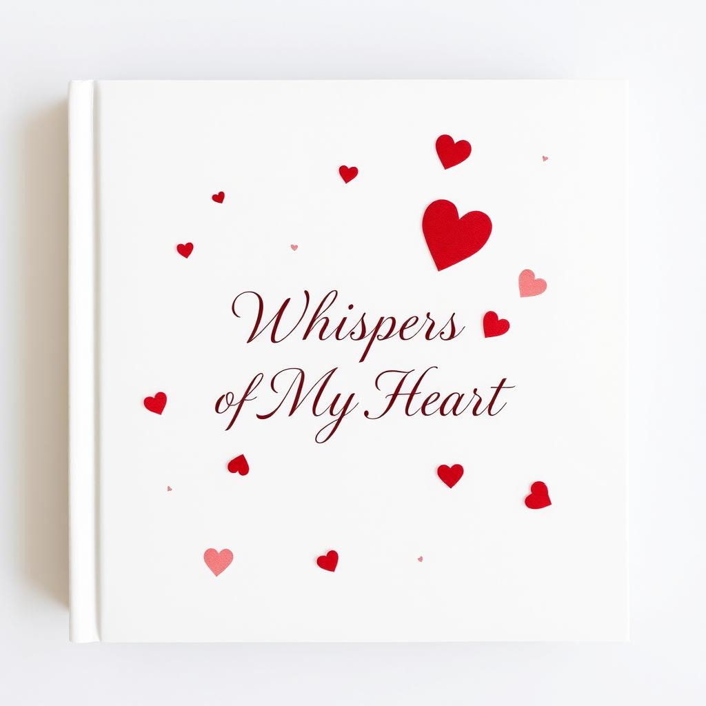 A minimalist white cover design with subtle imprints of red color scattered throughout, suggesting a romantic theme