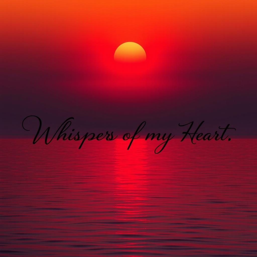 A breathtaking sunset scene with a radiant red sun casting warm hues across the sky