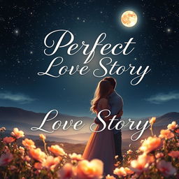 A captivating front cover for a love story novel titled "Perfect Love Story