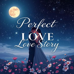 A captivating front cover for a love story novel titled "Perfect Love Story