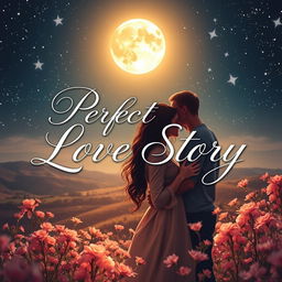 A captivating front cover for a love story novel titled "Perfect Love Story