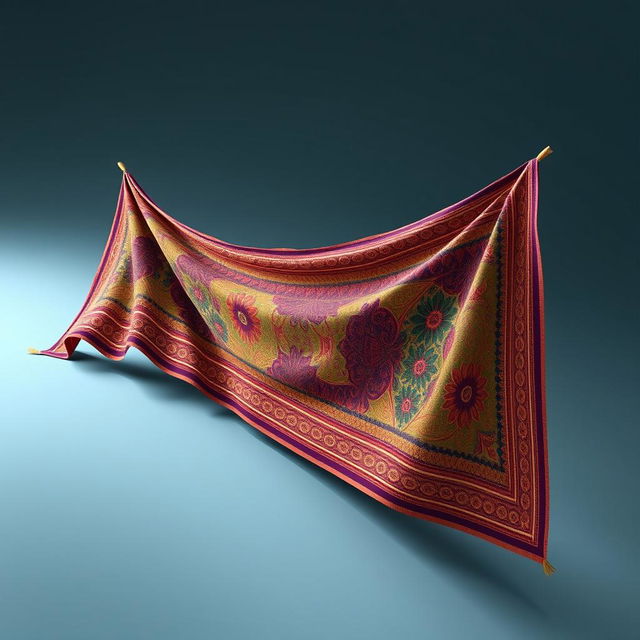 A minimalist 3D animated depiction of an extended piece of traditional Guatemalan fabric with Disney influences