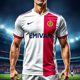 A vibrant and detailed image of a professional football jersey, designed for a prominent football club