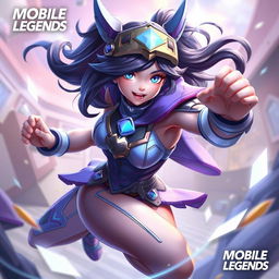 Joy, a character from Mobile Legends, portrayed in a dynamic action pose