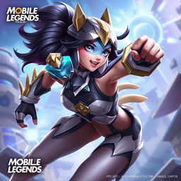 Joy, a character from Mobile Legends, portrayed in a dynamic action pose