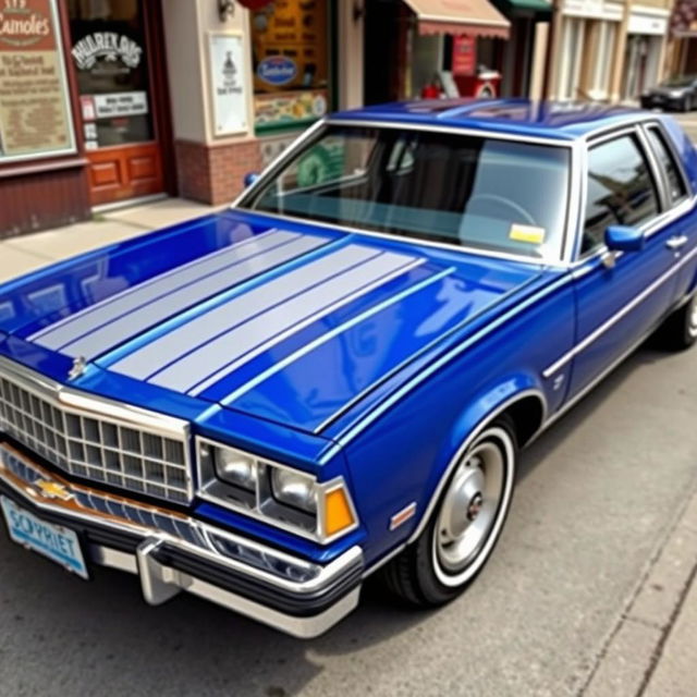 A classic 1981 Chevrolet Caprice painted in royal blue with a silver roof