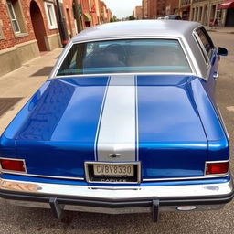 A classic 1981 Chevrolet Caprice painted in royal blue with a silver roof