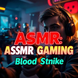 A captivating YouTube thumbnail for an ASMR gaming video featuring gameplay from Blood Strike