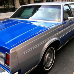 A classic 1981 Chevrolet Caprice painted in royal blue with a silver roof