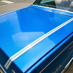 A classic 1981 Chevrolet Caprice painted in royal blue with a silver roof