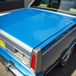 A classic 1981 Chevrolet Caprice painted in royal blue with a silver roof