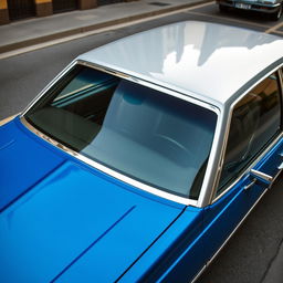 A full view of a classic 1981 Chevrolet Caprice painted in royal blue, showcasing the front and sides of the vehicle