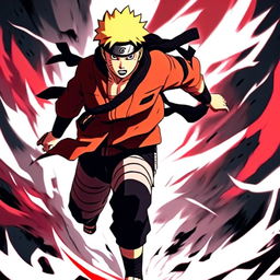 Anime-style profile picture of Naruto Uzumaki in intense red and black colors, set in a dramatic battle scene.