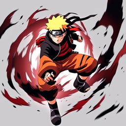 Anime-style profile picture of Naruto Uzumaki in intense red and black colors, set in a dramatic battle scene.