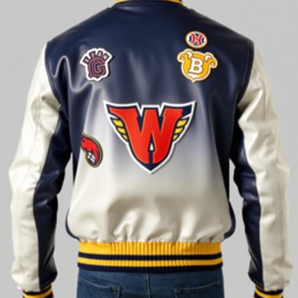 A stylish and modern varsity jacket featuring a classic design with an innovative twist