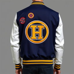 A stylish and modern varsity jacket featuring a classic design with an innovative twist