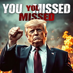 An action movie poster featuring Donald Trump, depicted with a heroic and determined expression