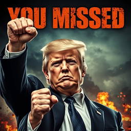 An action movie poster featuring Donald Trump, depicted with a heroic and determined expression