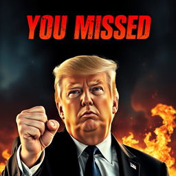 An action movie poster featuring Donald Trump, depicted with a heroic and determined expression