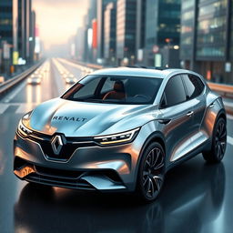 A sleek and modern design of the Novo Renault Alaska, showcasing its futuristic and innovative features