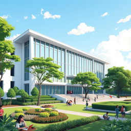 A modern illustration of the Sekolah Pascasarjana building at Universitas Sebelas Maret (UNS), Indonesia