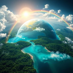 A beautiful and mystical representation of the Earth, focusing on its natural beauty and diversity