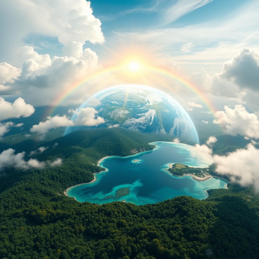 A beautiful and mystical representation of the Earth, focusing on its natural beauty and diversity