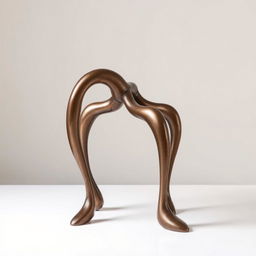 A creatively reimagined sculpture with legs shaped in an M-pattern, showcasing an abstract form where humanoid features are subtly implied