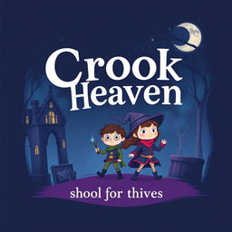 A captivating children's book cover illustration featuring a dark blue and purple color scheme