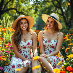 two young adult women, around 18 years old, portrayed in a tasteful manner, sitting in a serene environment