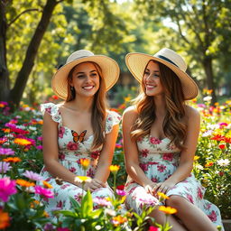 two young adult women, around 18 years old, portrayed in a tasteful manner, sitting in a serene environment