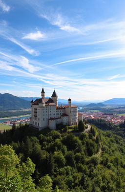 Scenic view of a majestic medieval castle located at the intersection of Italy, Slovenia, and Croatia