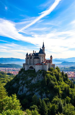 Scenic view of a majestic medieval castle located at the intersection of Italy, Slovenia, and Croatia