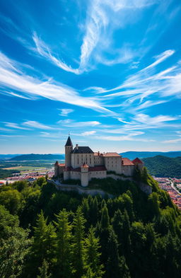 Scenic view of a majestic medieval castle located at the intersection of Italy, Slovenia, and Croatia