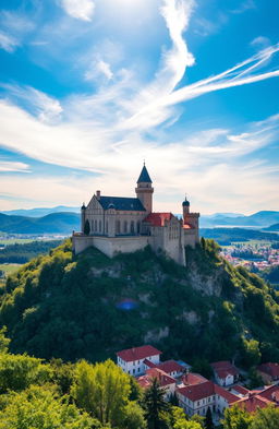 Scenic view of a majestic medieval castle located at the intersection of Italy, Slovenia, and Croatia