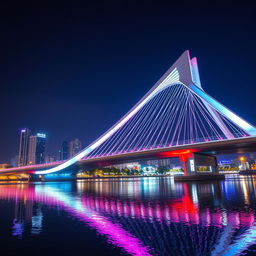 A stunning modern bridge in a bustling city in South Korea