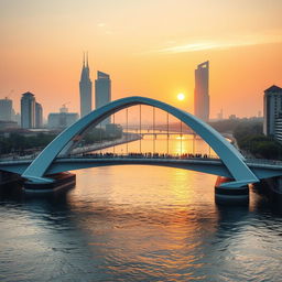 A magnificent bridge in a vibrant city in Hebei, China