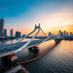 A magnificent bridge in a vibrant city in Hebei, China