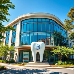 A contemporary dental clinic building situated in a city influenced by both Russian and Ukrainian architectural styles