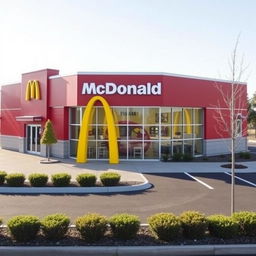 A classic McDonald's building showcasing its iconic red and yellow color theme