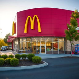 A classic McDonald's building showcasing its iconic red and yellow color theme