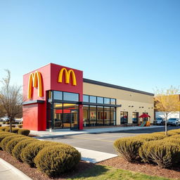 A classic McDonald's building showcasing its iconic red and yellow color theme