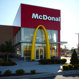 A classic McDonald's building showcasing its iconic red and yellow color theme