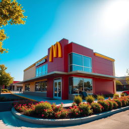 A classic McDonald's building featuring its iconic red and yellow color scheme