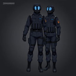 Illustration of the uniform of the 28th SMANWAR, a fictional elite force